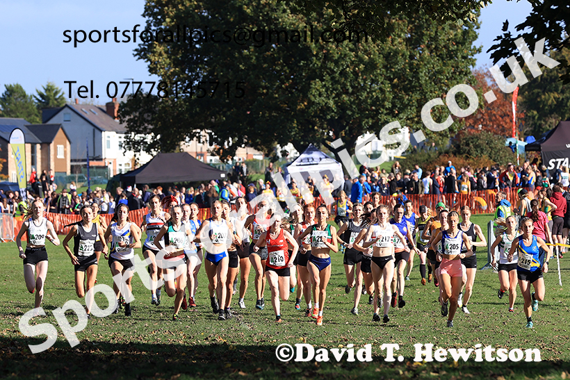 Senior women, 2024 Northern Cross Country Relays, Graves Park, Sheffield.   Photo: David T. Hewitson/Sports for All Pics